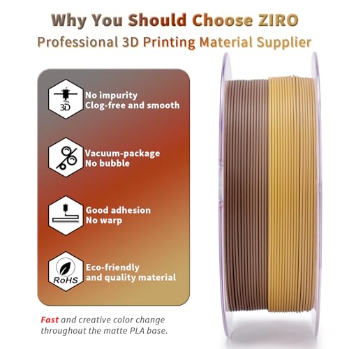 Image of ZIRO PLA Filament 1.75mm, Matte Rainbow 3D Printer Filament, Fast Color Gradient Change PLA, Color Change by Length, Fit Most FDM Printers, 1KG Spool, Castle Brick