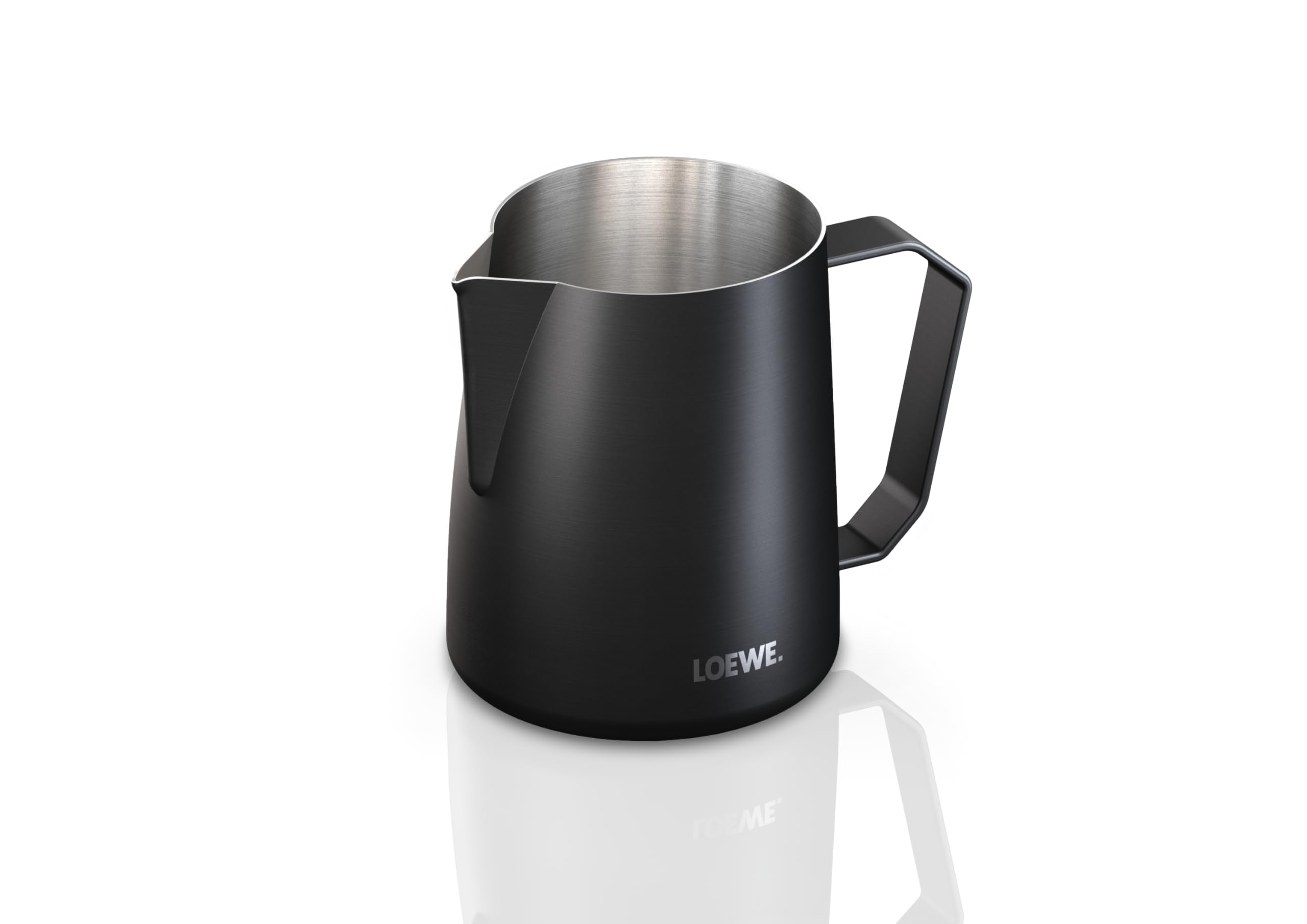 Loewe aura.pure milk jug 600 ml, Milchkännchen, Ergonomischer Griff, Milchschaum, Milchkanne, Grau, für Barista, Aufschäumer, Latte Art