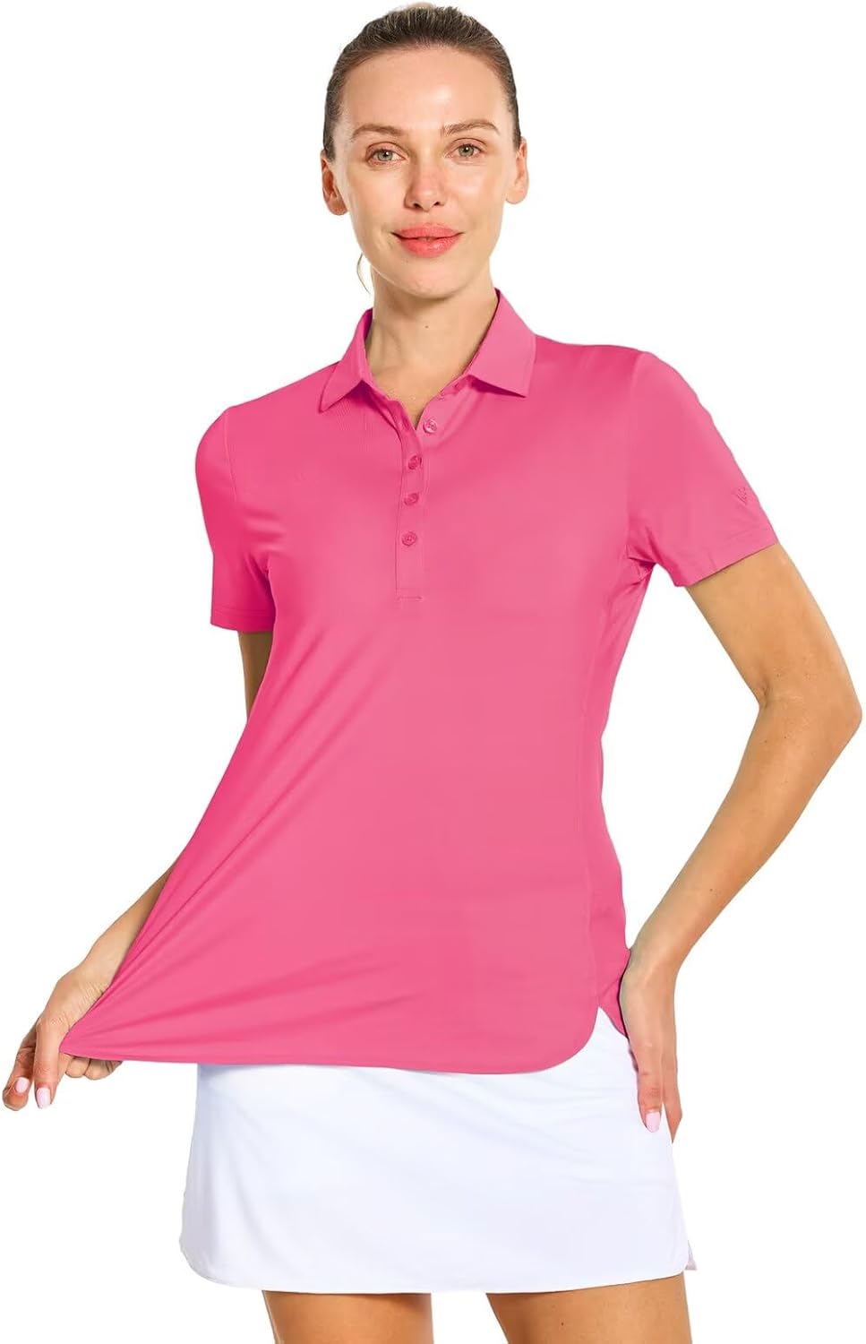 M MAELREG Womens Golf Shirt Short Sleeve 5 Buttons Quick Dry Casual Solid Moisture Wicking Tennis Polo Shirts for Women