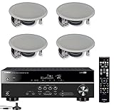 Yamaha 5.1-Channel Wireless Bluetooth 4K A/V Home Theater Receiver + Yamaha Easy-to-Install Natural Sound 2-Way Flush Mount in-Ceiling Speakers (Set of 4)