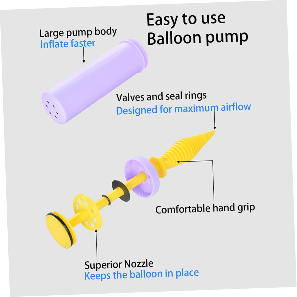 Pompa Aria Manuale Portatile per Palloncini, 5 Pezzi in Plastica