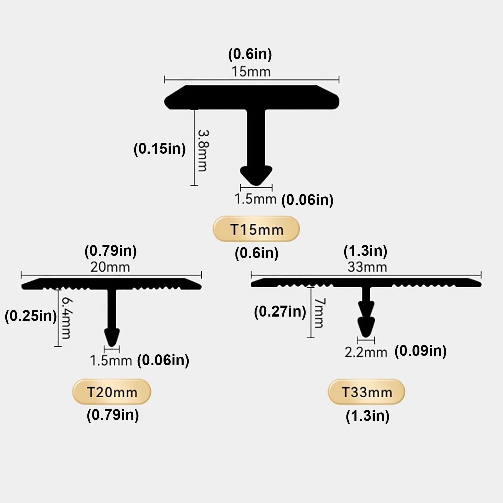 3 tiras divisoras de suelo de aluminio para suelos de madera y azulejos, 3 m, solución duradera y elegante para tratamiento de suelos