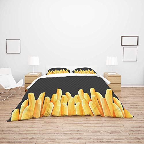 Parure de lit frites housse de couette King drap de lit doux polyester - 4