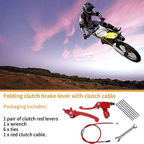 Stylemafia Folding Clutch Brake Lever With Clutch Cable Compatible With Apollo Rfz Taotao Ssr 110 125 Thumpstar 50Cc 150Cc 7/8 Handble Bar Xmotos Apollo 125 Pit Dirt Bike（Red） #TOP4
