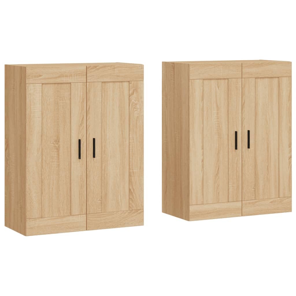 Vidaxl Sonoma Oak Wall Mounted Cabinets 2 Pcs, Storage Cabinet For Living Room Bedroom Office, Side Cabinet With Doors, Modern Style, Engineered Wood