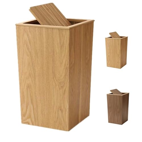 TAKEY木製ゴミ箱 蓋付きゴミ箱 収納ゴミ箱 大容量 キューブ型 天然木 おしゃれ 寝室、リビング、バスルーム、オフィス、ホテルに適用 (23.8*21*40.5cm(20L),湾曲した柳の台形)