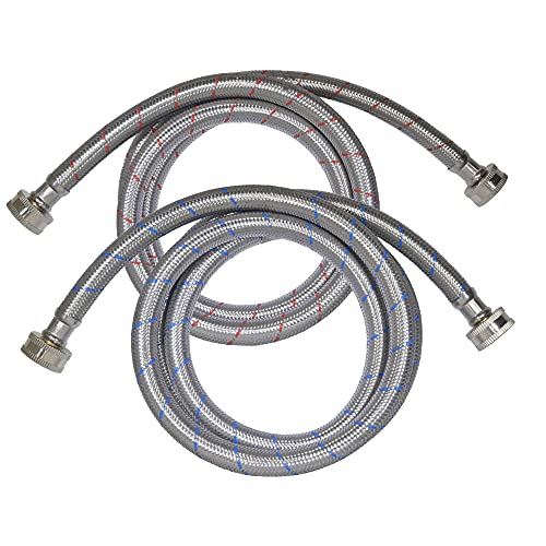 Appli Parts 2-Pack Washing Machine Inlet Hose Braided Stainless Steel 6 ft W/Seal 3/4 inch NPT Female Fitting APIH-7234 Our Products Are Produced According To Strict Standards