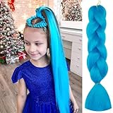 Herina Ice Blue Hair For Fake Braids One Pack Bright Sky Light Blue Braiding Hair Extensions High Temperature Jumbo Braiding Hair(1pc/pack)