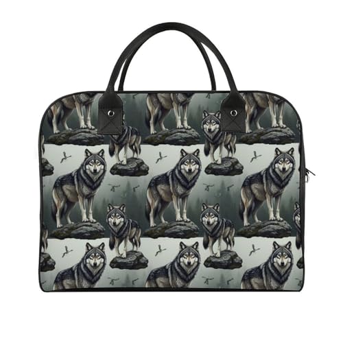 Adults Large Wolf Crossbody Bags, Tote Bag with Compartments, Fashion Tote Top Handle Satchel, Handbag for Work