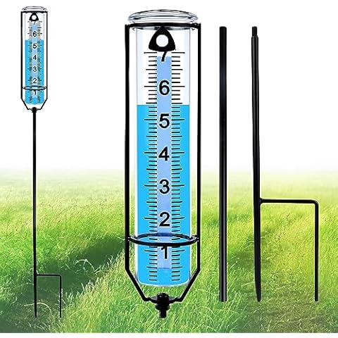 Rain Gauge for Outdoor, Freeze Proof Rain Guage Water Gauge for Rain Measure Gauge, Adjustable Height Rain Gauge with Stake, Plastic Rain Gauge for Yard Garden Lawn Decoration Cover