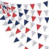 32Ft Nautical Party Decorations Red Blue White Nautical Themed Fabric Banner Triangle Pennant Flag Garland Streamers for Kids Boys Ocean Birthday Ahoy Achor Pirate Baby Shower Outdoor Garden Supplies