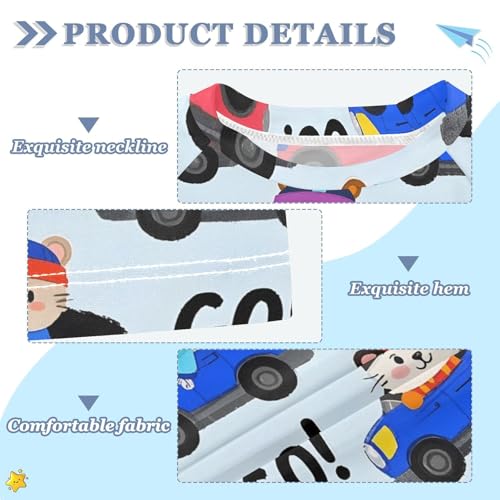 ALAZA Kids Rash Guard Boys Toddler Swim Shirts Short Sleeve Cat Car Go UPF 50+ 3T3