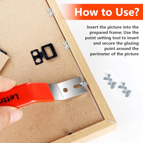 Image of Lettry 2 Glazier Point Driver, Glazing Push Point Driver Tool with 240 Push Points, Glazier Setting Tool for Framing Glass Picture Cross Stitch (2)