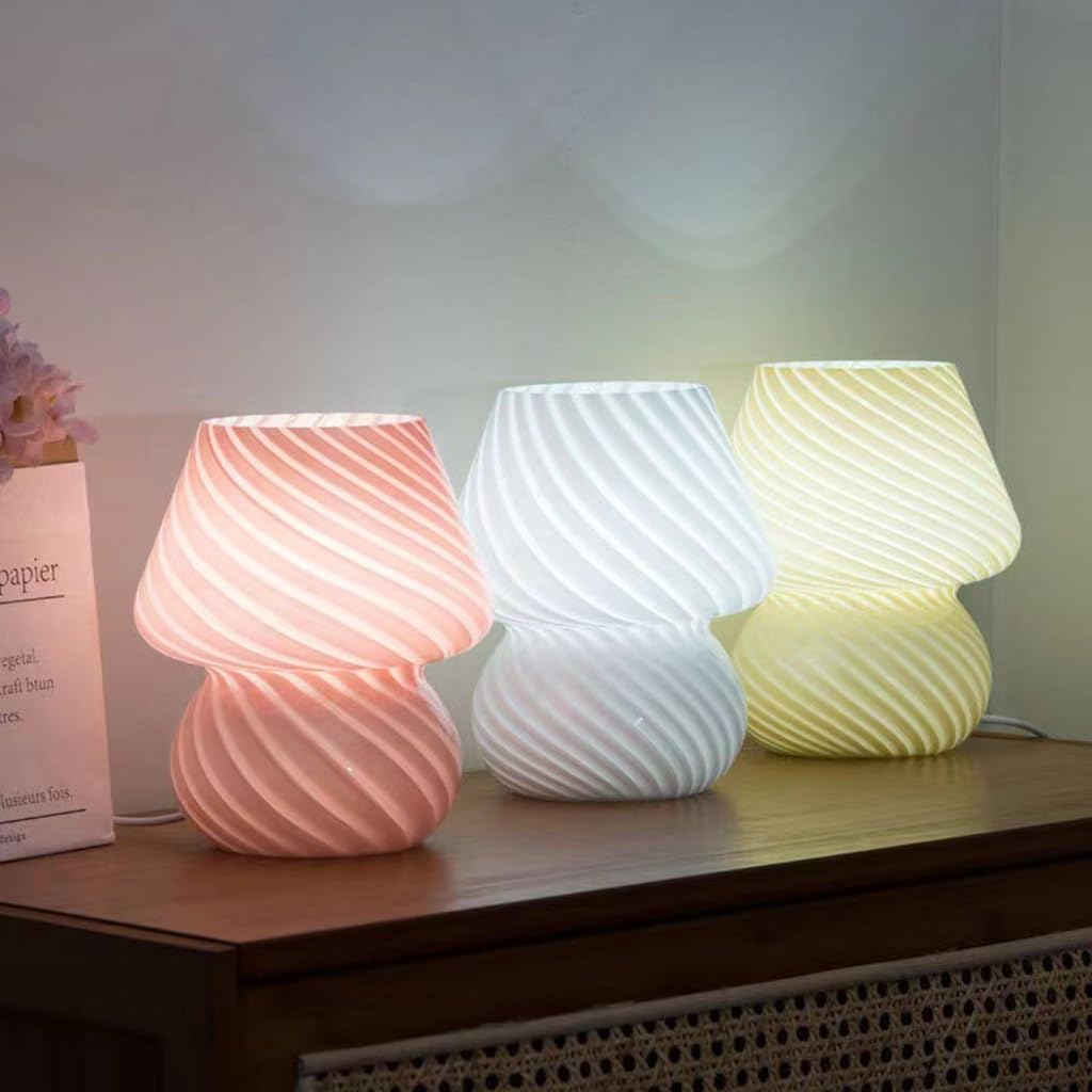 Lampada da Tavolo in Vetro Creativa e alla Moda B& Comodino for Camera Letto retrò con Luce Notturna Decorazione Semplice Studio(A)