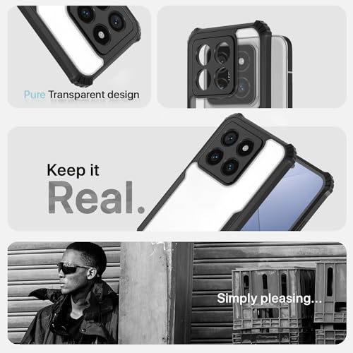 Image of Pikkme Mi 14 5G Back Cover | Crystal Clear Transparent Back | Ultra Hyrbid | Full Camera Protection | Raised Edge | Bumper Back Case (Black)