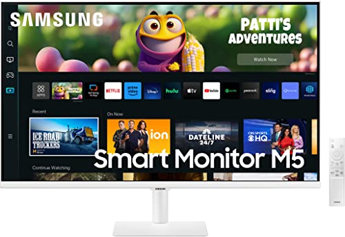 Samsung 27-Inch(68.58Cm) LCD M5 Fhd Smart Monitor, Mouse & Keyboard Control, Smart Tv Apps, Iot Hub, Office 365, Apple Airplay, Dex, Speakers, Remote, Bluetooth (Ls27Cm501Ewxxl, White) Samsung 27-Inch(68.58Cm) LCD M5 Fhd Smart Monitor, Mouse & Keyboard Control, Smart Tv Apps, Iot Hub, Office 365, Apple Airplay, Dex, Speakers, Remote, Bluetooth (Ls27Cm501Ewxxl, White)