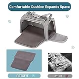 Petsfit Transportbox Katze leicht Hundetasche Flugzeug für Katzen Transporttasche Hundetragetasche,Tragetasche Hund Flugtasche mit Schutzgurt & erweiterbare Matte, S/Grau