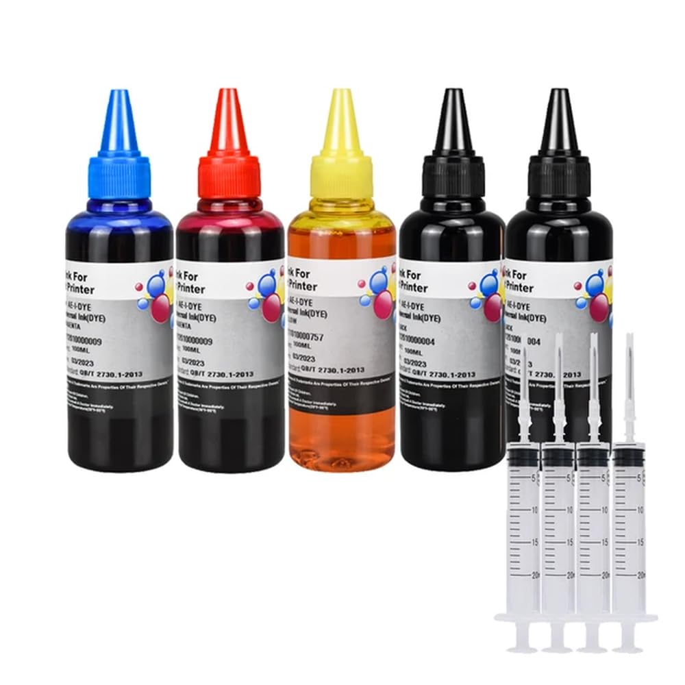 Kit de Recharge d'encre 100 ML Compatible avec Les Cartouches d'imprimante à Jet d'encre Rechargeables(500ML injectables)