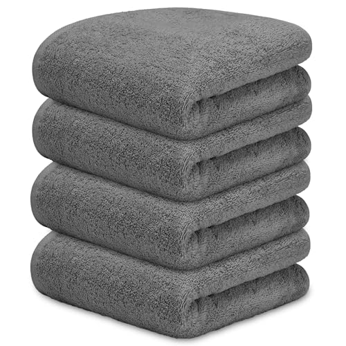 DECASATEXTIL Pack 4 Toallas Lavabo 50x100cm Algodón 450g/m² – Suaves y Absorbentes – Toallas Baño y Mano para Lavabo, Gimnasio o Aseo (Marengo)