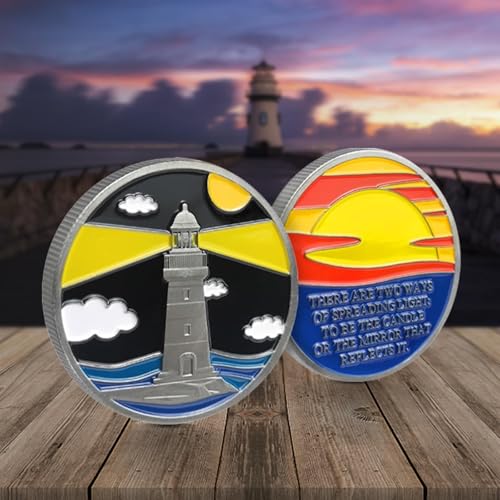 Moeda sobriedade medalhão AA com farol e nascer do sol presentes de recuperação para homens mulheres