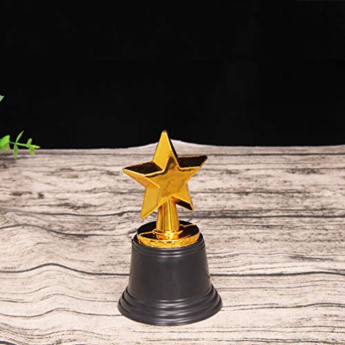 10 peças de mini troféu de plástico para troféu estrelado, prêmios vencedores de brincar, prêmio par