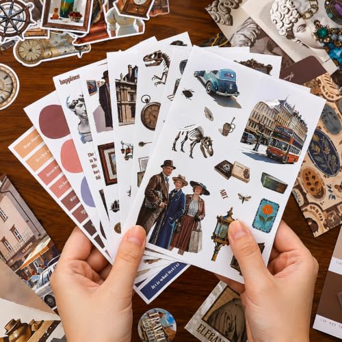 Image of RANDEN Tea Time Journaling Kit, 346PCS Vintage Scrapbook & Stationery Set with Aesthetic Stickers, Ephemera Pack and Journal Supplies for Bullet Journals, Planners, Albums & Creative Crafts (TEA TIME)