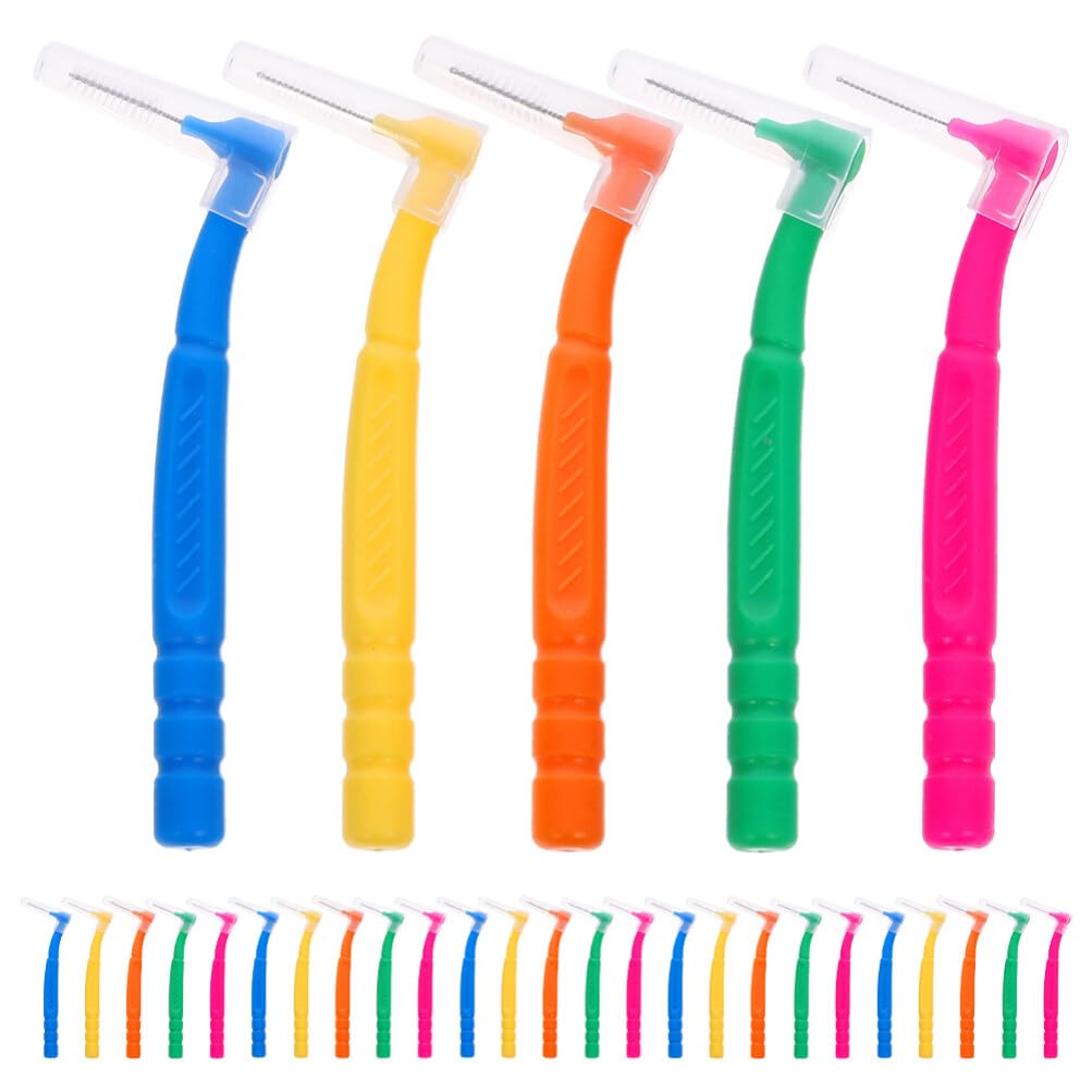 NOLITOY Interdental Brush 30pcs Brush Cleaner Flossers Toothpicks Picks, Soft Spiral Head Brush for Cleaning Oral Care