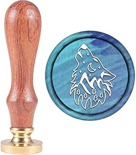 CRASPIRE Wax Seal Stamp Howling Wolf, Animal Sealing Wax Stamp Retro Wood Stamp Wax Seal 25mm Removable Brass Head Wood Handle for Party Wedding Invitation Envelope Greeting Card Wine Bottle Decor