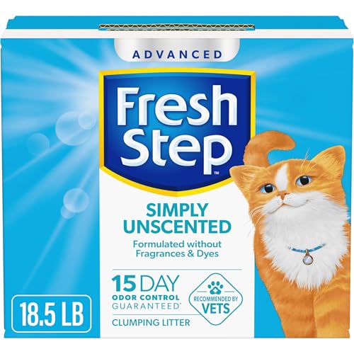 Fresh Step Advanced Simply Unscented Clumping Litter, Fresh Step Unscented Cat Litter Fights Odor on Contact, 18.5 lb. Box