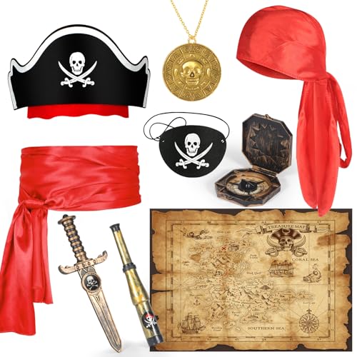 HUITEM 9 PCS Pirate Accessories Set, Pirate Costume...