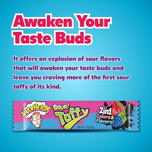 WARHEADS Sour Taffy 2-in-1 Chewy Bars - Candy Variety Pack - Assorted Flavors, Individually Wrapped Chewy Bars - Bulk Taffy - Gluten Free Candy - Box of 24 - image 4