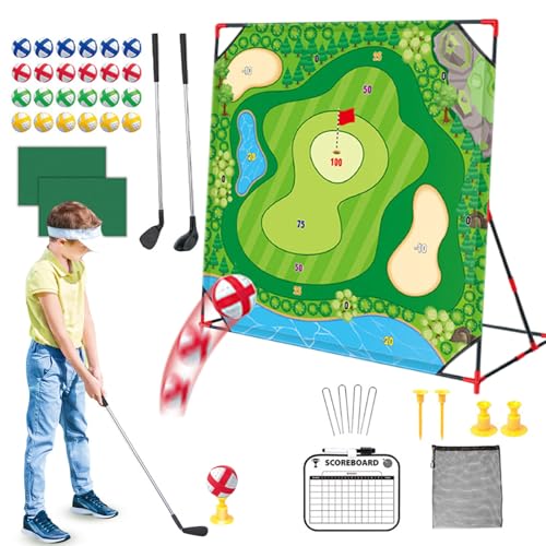 Entraîneur interactif de golf d'intérieur avec 24 balles et support pour s'exercer à la maison