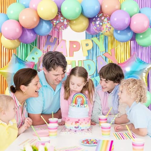 Luftballons Pastell, 62 Stück Helium Luftballon Pastellfarben mit Ballons Rosa Blau Lila Gelb Grün, 12 Zoll Bunte Latex Luftballons für Geburtstag Verlobung Hochzeit Babyparty Brautparty Feier Deko
