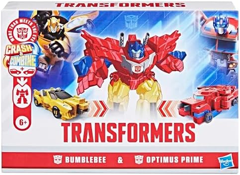Transformers Crash & Combine Heroes, 3.75-Inch Converting Bumblebee and Optimus Prime Action Figures, Robot Toys for Kids 6 and Up (Amazon Exclusive)