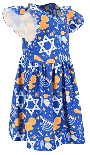 Image of Unique Baby Girls' Short Sleeve Everyday Printed Dresses for Kid and Toddler, Sizes 2T-12Y