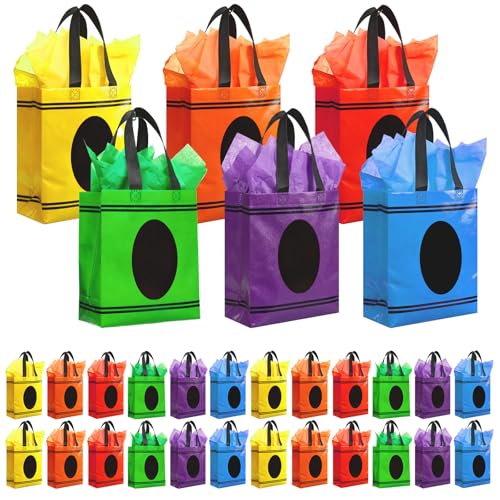 TaoBary 48 Pcs Back to School Teacher Gift Bags Bulk Crayon Goodie Bags