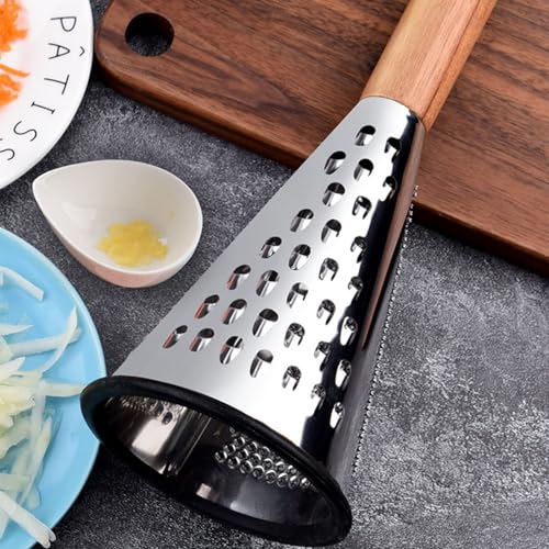 Rallador cónico de acero inoxidable con mango de madera miniatura 3