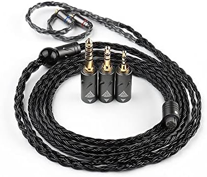 Linsoul QKZ Q1 MAX 16-Stand 352 Cores Silver-Plated HiFi Earphones Upgrade Cable with Interchangeable 2.5mm/3.5mm/4.4mm Plug Replacement Cable for Audiophile (Black, MMCX)