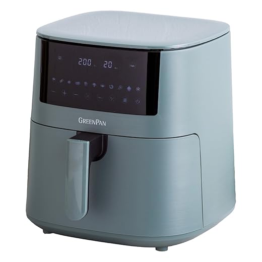 GreenPan Bistro Hot Air Fryer, Airfryer, 7.2 Litre, 1650 Watt, LED Touch Screen, Non-Stick Coating (Smokey Blue)