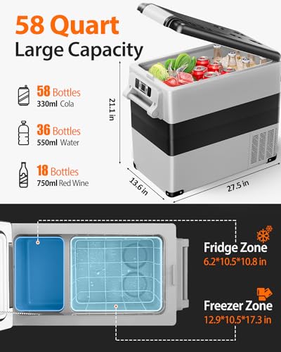 Feelfunn ZX-CF Car Fridge Portable 12 Volt Refrigerator - 58 Quart(55L) Electric Cooler With Ac/Dc For Truck Rv Van Camper, Car Refrigerator Freezer thumb #1