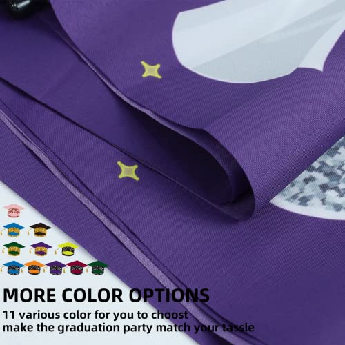 Image of Graduation Decorations 2026 Banner Porch Sign Purple Silver for Class of 2026 Graduates Party Supplies