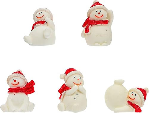 balacoo 5pcs muñeco de nieve figura de Navidad mini estatua acuario adorno pecera mini estatua decoración micro paisaje escena diseño decoración