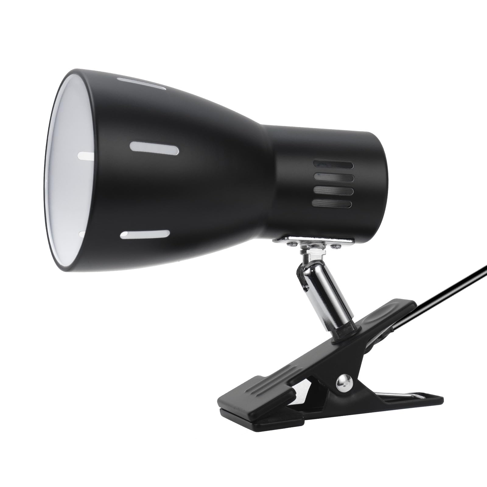 Milpoel Klemmleuchte, Verstellbare Schreibtischlampe mit E27-Fassung, Klemmlampe für Lesen im Bett, Arbeiten und Lernen, Schlankes und Leichtes Design, E27-Birne Separat Erhältlich (Schwarz)