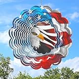 Eiryhope American Flag Eagle Wind Spinner - 12-Inch 3D Kinetic Metal Wind Spinners Hanging Sculpture, Outdoor Garden Yard Patio Decor, Independence Day & Memorial Day for Men & Women