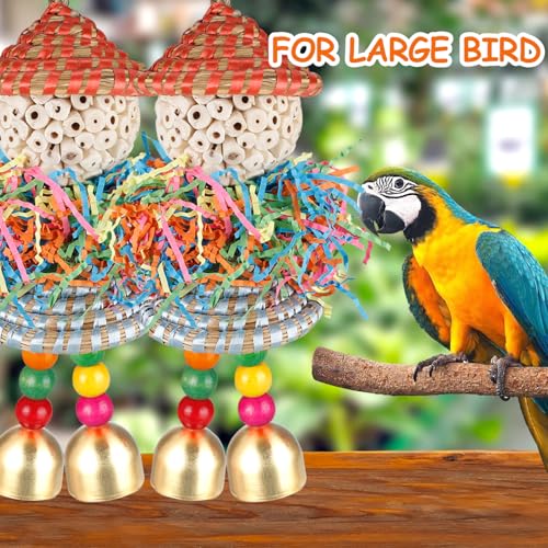 BBjinronjy 2PCS Bird Toys Parrot Foraging Shredder Hanging Toys Sola Balls with Bell for Small Parrots Parakeets Cockatiel Conures Love Birds Budgie Cage Toy - Image 5