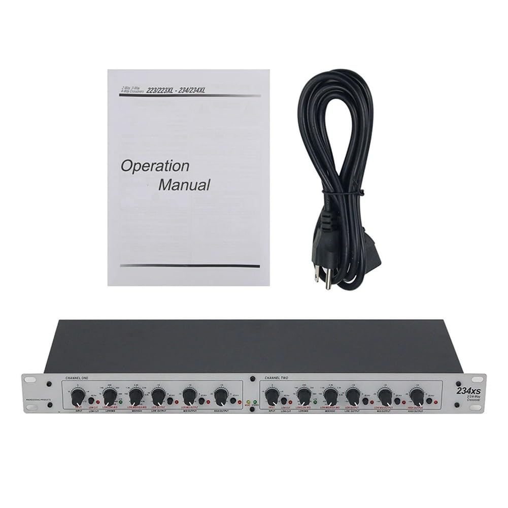 234XS - Processore audio elettronico a 2 vie, 3 vie, 4 vie, con filtro Linkwitz-Riley da 24 dB, ingresso e uscite, inversione di fase e passaggio alto da 40 Hz, per sistema PA studio