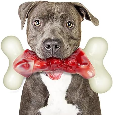 Dog Toys for Aggressive Chewers Indestructible Dog Toys for Large Dogs,Real Bacon Flavored,Dog Chew Toy Dog Bones for Medium/Large Breed Dogs,Best Aggressive Dog Chew Toys to Keep Them Busy