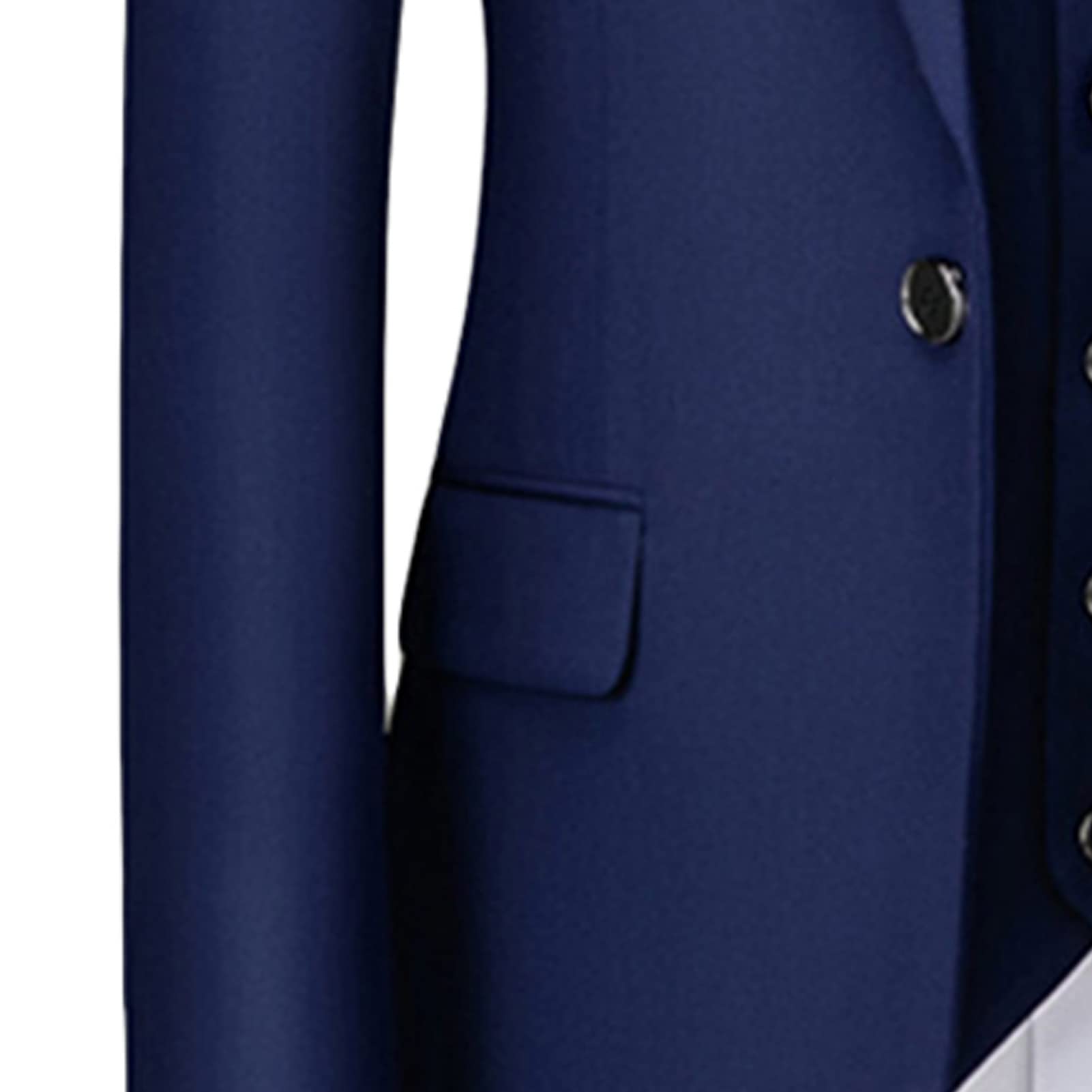 Maiyifu-GJ Men's 3 Piece Solid Color Suit Set Single Breasted Slim Fit Jacket Vest Pants Business Wedding Prom Blazer Sets (Dark Blue 1,X-Large) 3