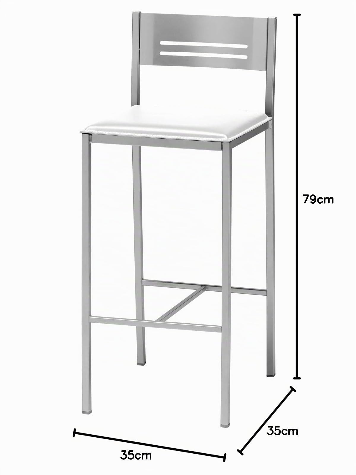 ASTIMESA Dos Taburetes Alto de Cocina 60 cms Polipiel Blanco