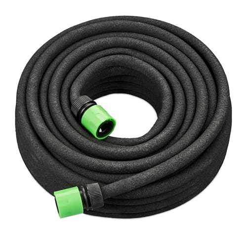 Relaxdays Tropfschlauch, 25 m, Perlschlauch zur Bewässerung von Hochbeeten und Hecken, Wasserschlauch, Garten, schwarz
